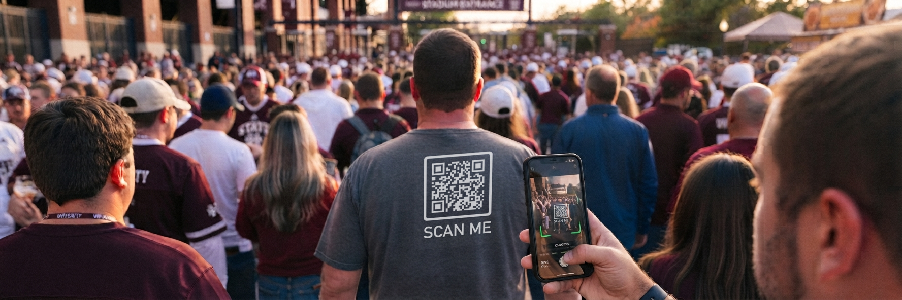 Model wearing a Rival Rag QR code t-shirt